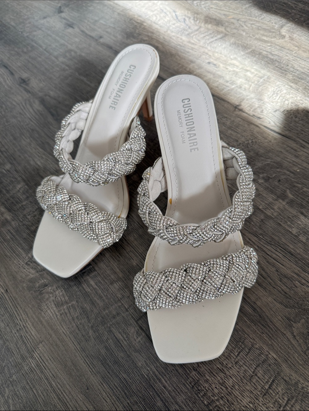 Silver Braided Crystal Strap Heeled Sandals